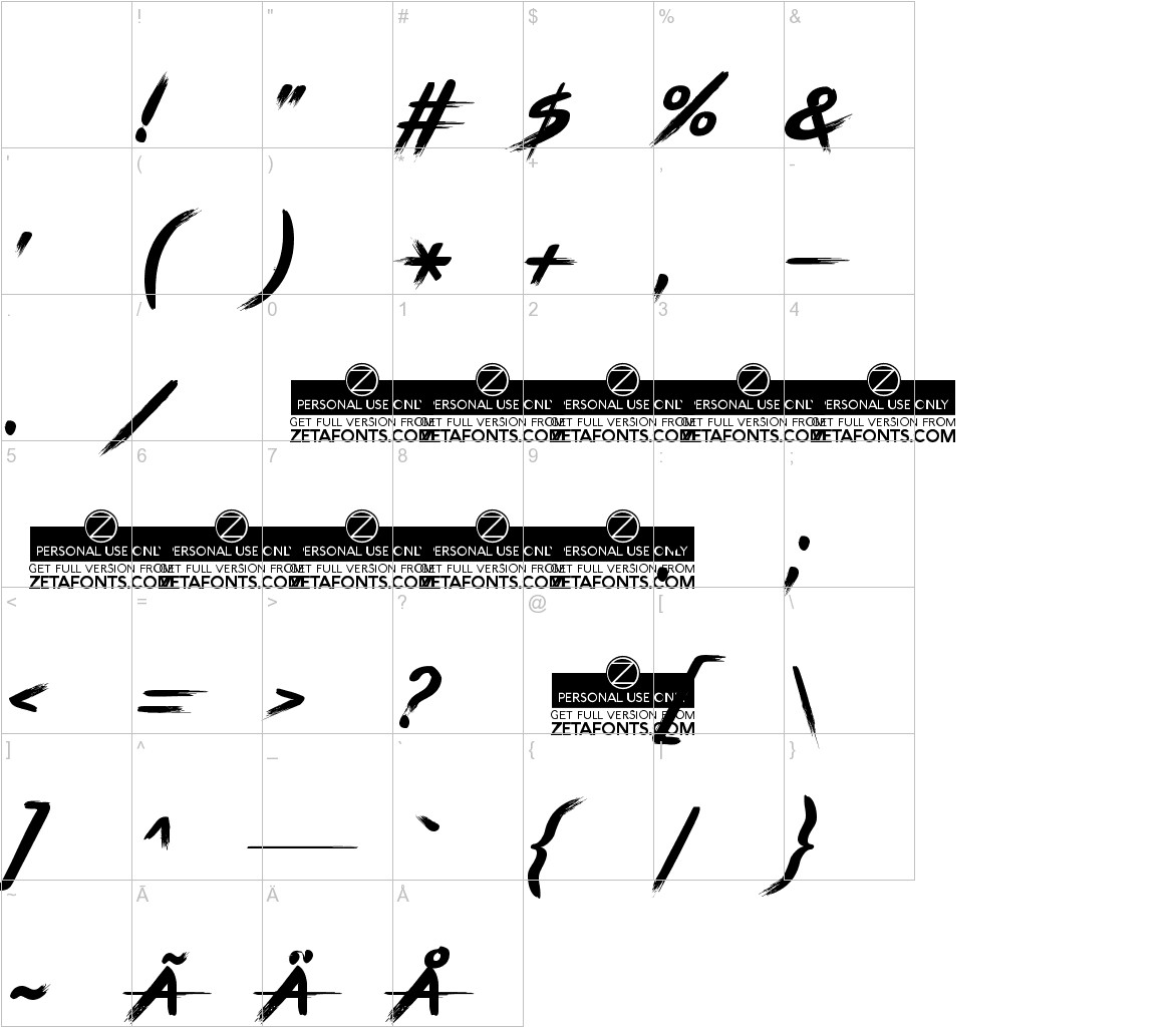 BRUSHSTRIKE characters