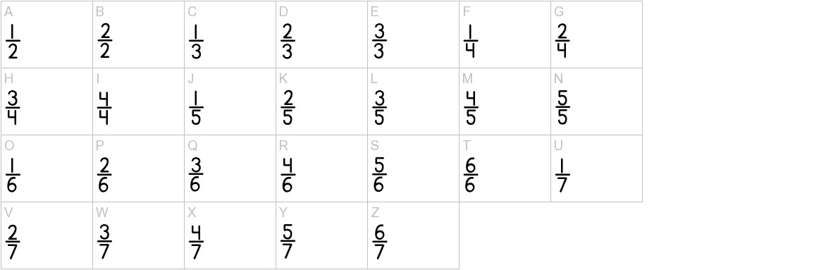 KG Traditional Fractions uppercase