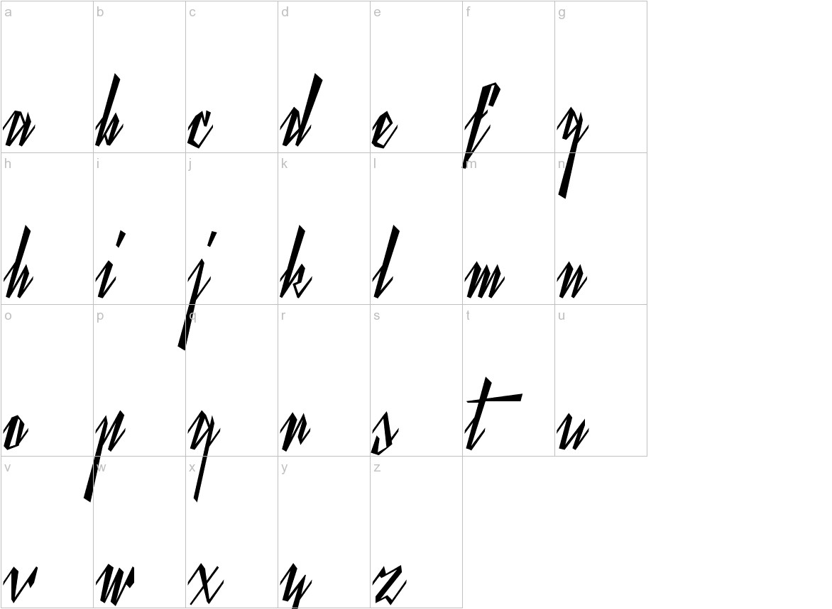 Yanty Script lowercase