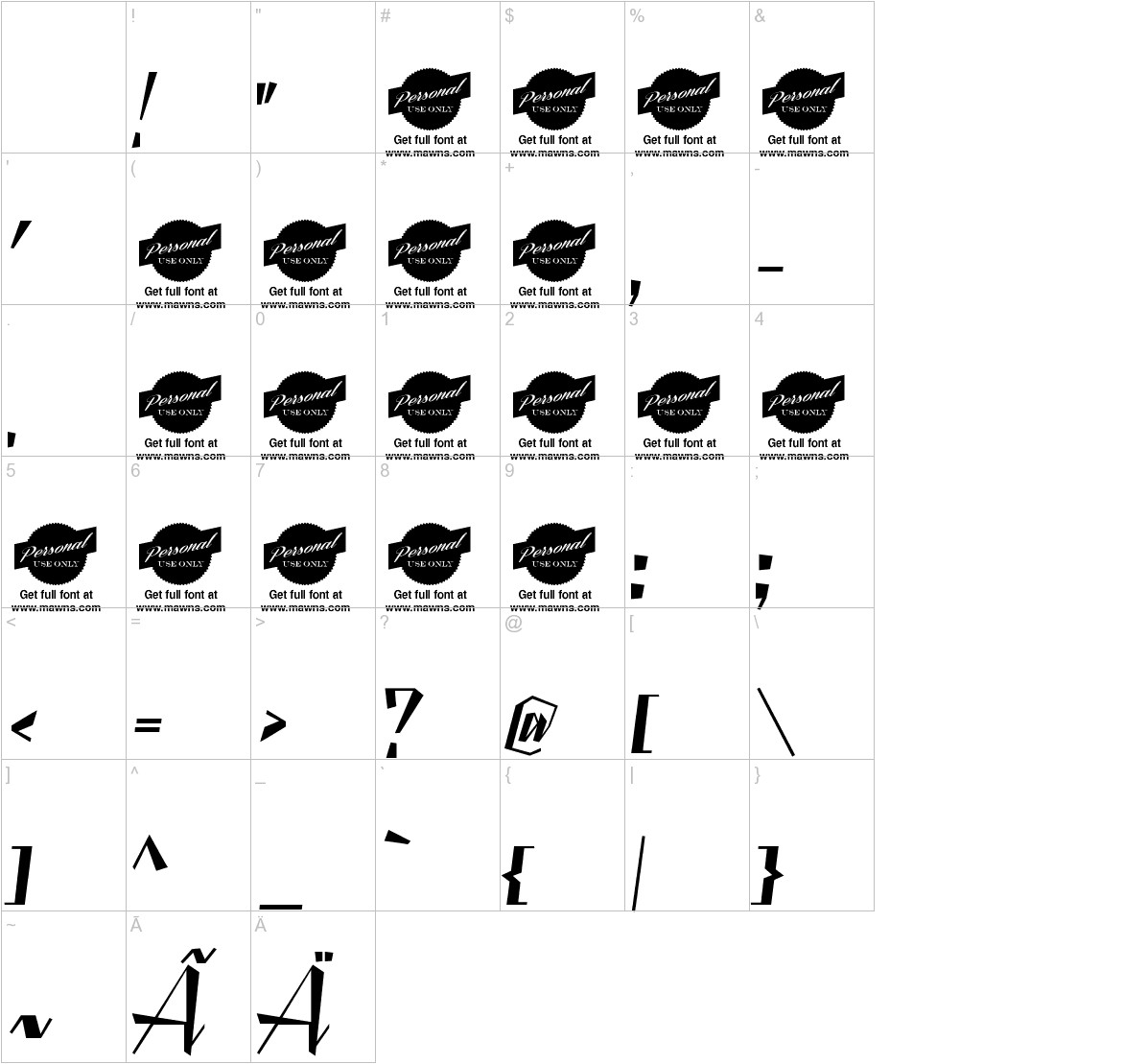 Yanty Script characters