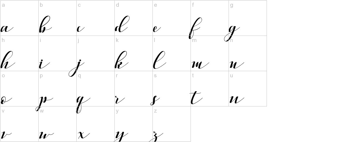 Vellesa Script lowercase