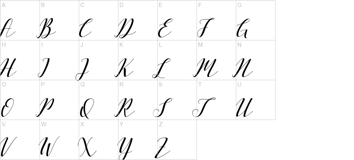 Vellesa Script uppercase